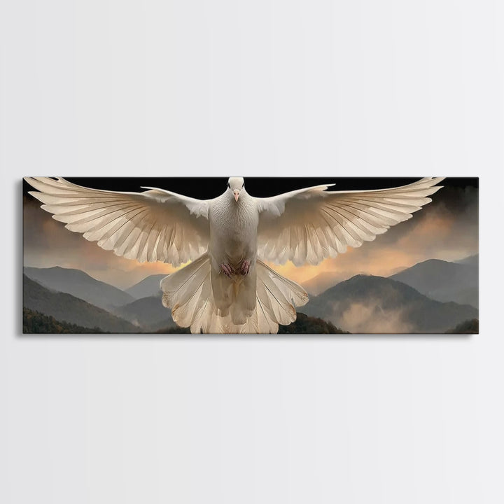 Serenity In Flight, Framed Canvas Print, Christian Art Canvas, Christian Wall Art, Panoramic Painting, Christian Gift