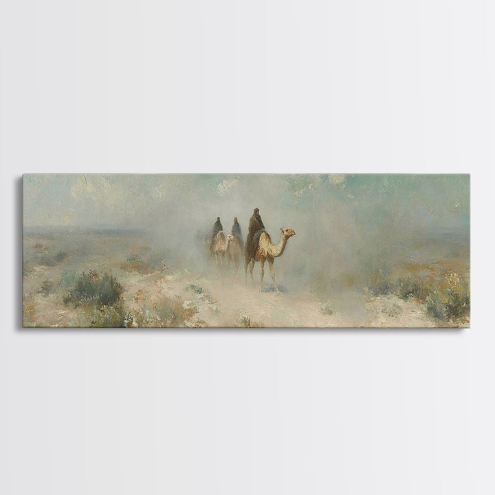 Desert Pilgrims – Framed Canvas Print – Christian Wall Art – Panoramic Art – Jesus Painting – Christian Art Canvas