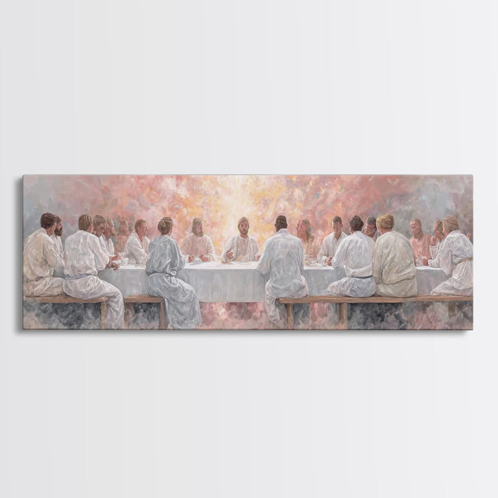 Radiant Last Supper, Framed Canvas Print, Christian Art Canvas, Christian Wall Art, Extra Wide Art, Christian Gift