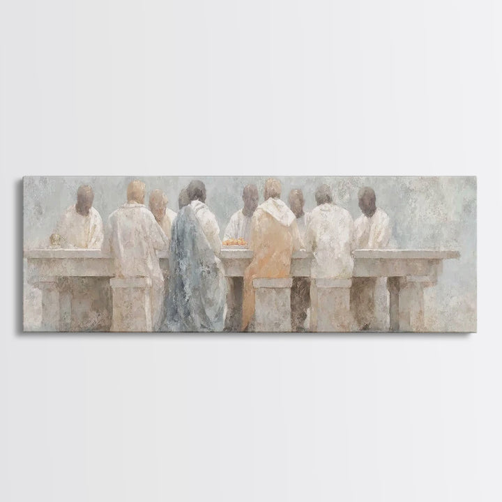 Sacred Supper Calm | Framed Canvas Print | Christian Art Canvas | Christian Wall Art | Panoramic Art | Christian Paintings