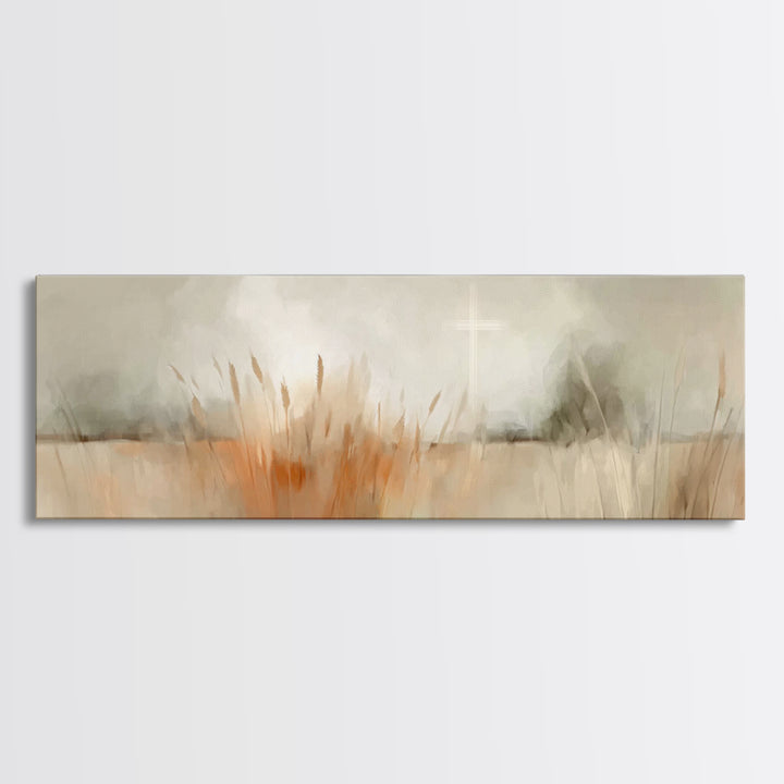 Fields Of Promise – Framed Canvas Print – Christian Wall Art – Christian Art Canvas – Panoramic Art – Christian Decor