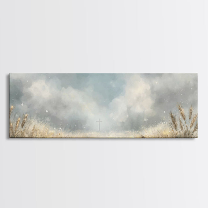 Heaven’s Wheatlight – Framed Canvas Print – Christian Wall Art – Christian Art Canvas – Panoramic Art – Christian Gift Ideas