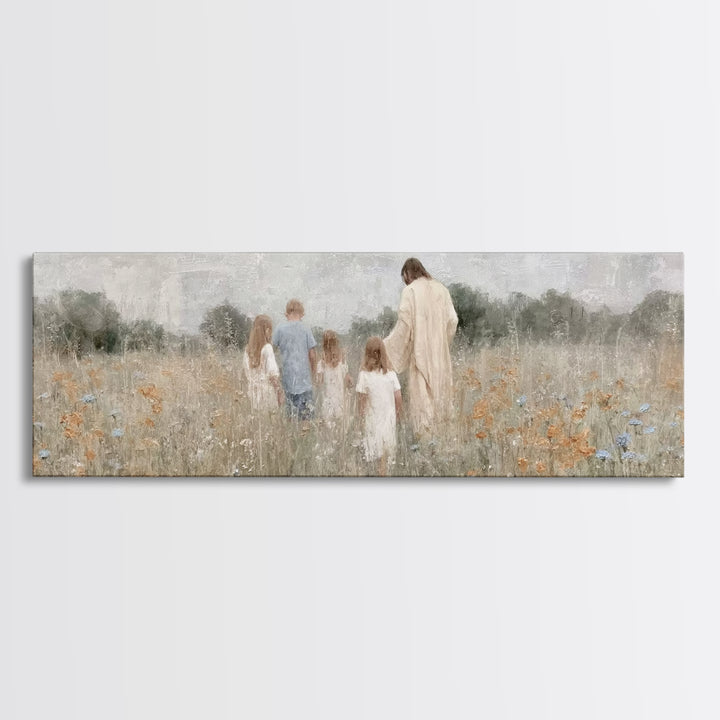 Blossoms Of Grace – Framed Canvas Print – Christian Wall Art – Jesus Painting – Christian Art Canvas – Panoramic Art – Christian Decor – Ch