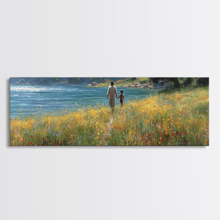 Fields Of Mercy , Framed Canvas Print, Christian Art Canvas, Christian Wall Art, Panoramic Wall Art, Jesus Painting, Christian Decor, Chris