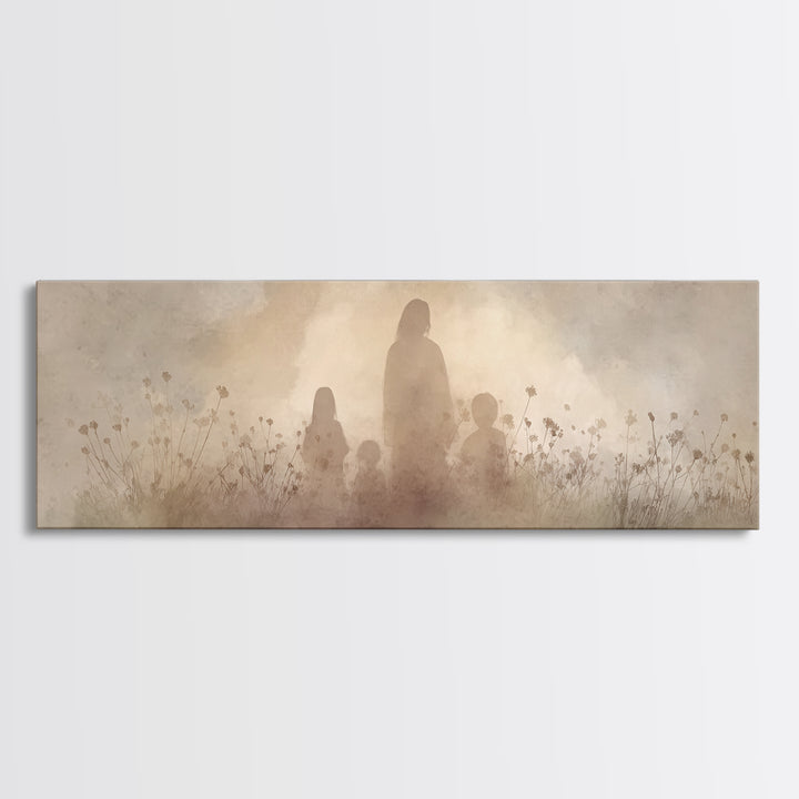Shadows Of Hope | Framed Canvas Print | Christian Wall Art | Christian Art Print | Panoramic Painting | Jesus Canvas Art | Christian Christ