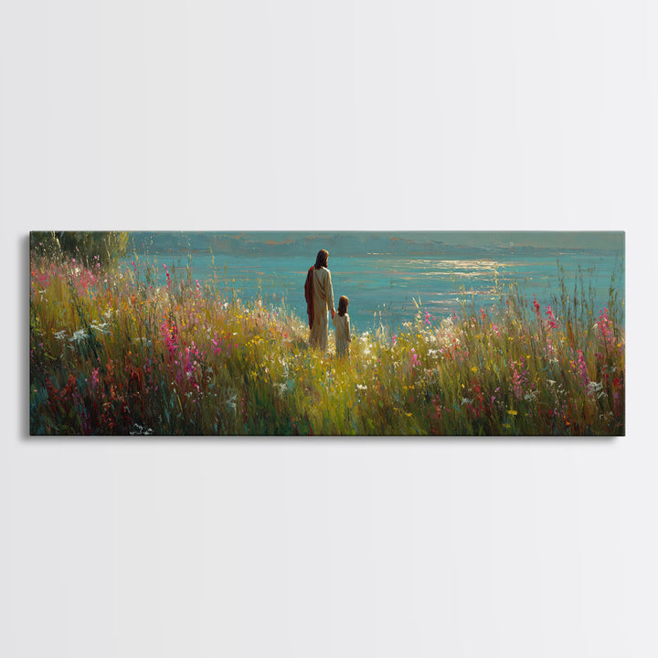 River Of Light – Framed Canvas Print – Christian Decor – Christian Art Canvas – Panoramic Print – Jesus Painting – Christian Wall Art – Chr
