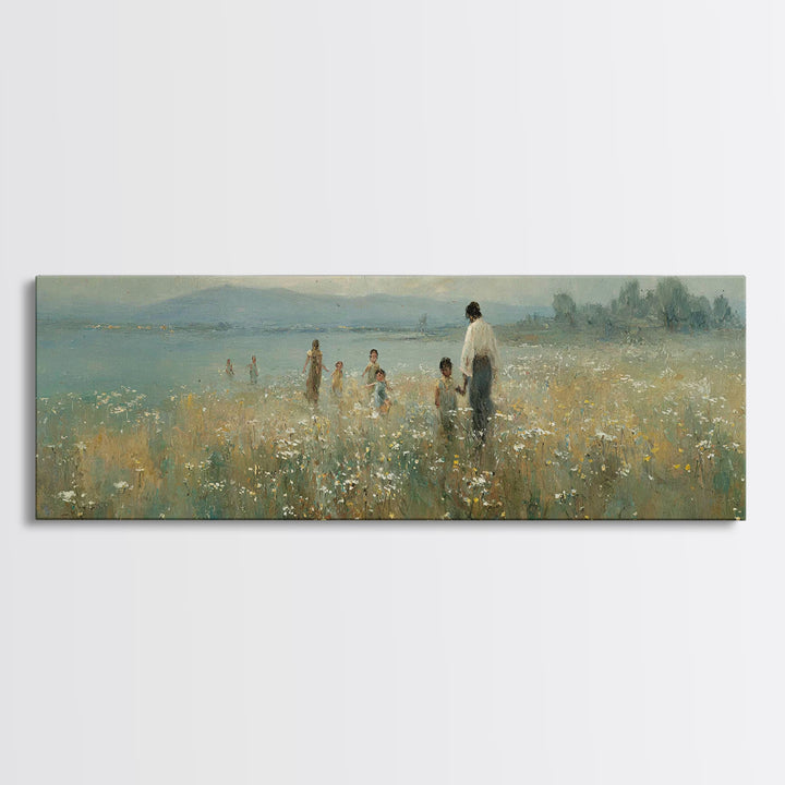 Garden Of Peace | Framed Canvas Print | Christian Art Canvas | Christian Wall Art | Jesus Painting | Panoramic Frame | Christian Decoration