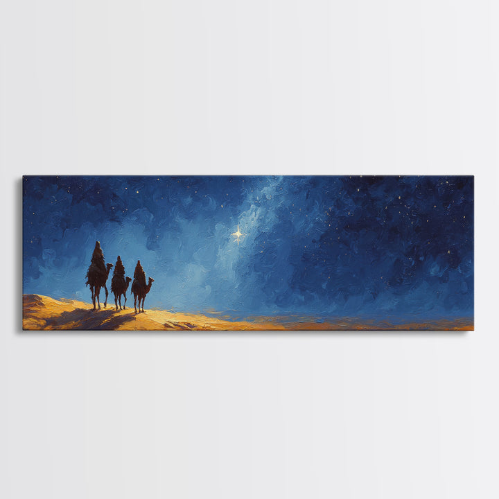 Night Seekers, Framed Canvas Print, Christian Art Canvas, Panoramic Art, Christian Wall Art, Jesus Painting