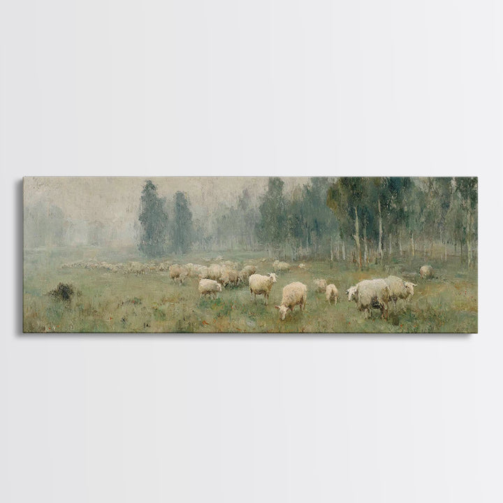 Pasture Of Peace | Framed Canvas Print | Panoramic Painting | Christian Wall Art | Christian Art Print | Subtle Christian Art | Christian D