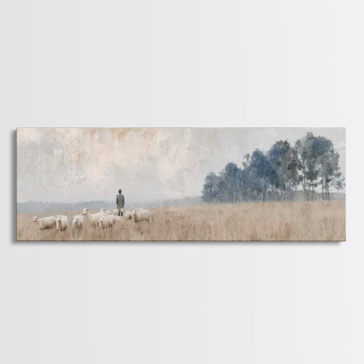 Shepherd’s Field , Framed Canvas Print, Panoramic Painting, Christian Wall Art, Christian Art Canvas, Christian Decor, Christian Christmas