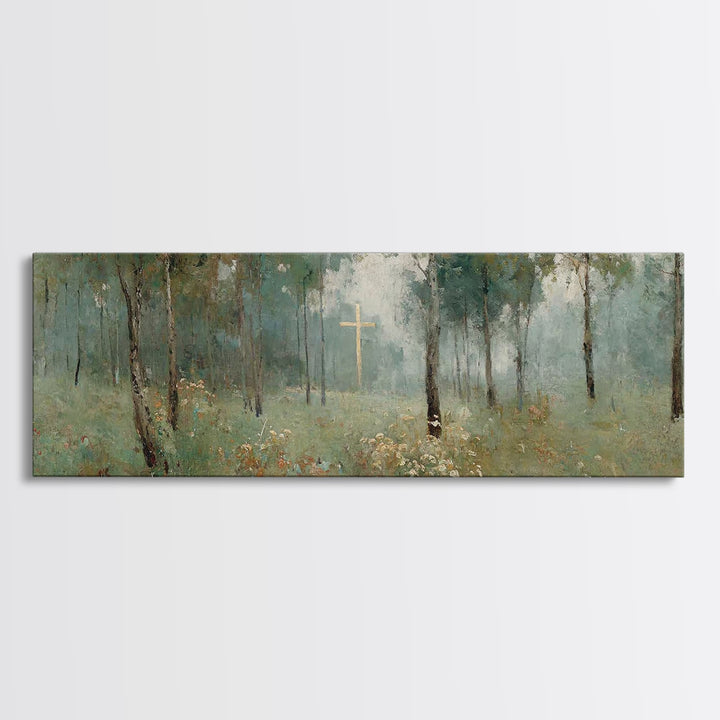 Cross Of Hope – Framed Canvas Print – Panoramic Painting – Christian Wall Art – Christian Art Canvas – Christian Christmas Art – Christian