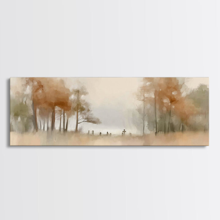 Autumn Valley Cross - Framed Canvas Print - Panoramic Frame - Christian Wall Art - Christian Art Canvas - Jesus Painting - Christian Gift I