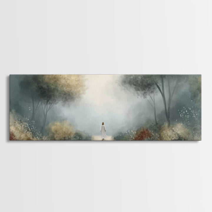 Sacred Path Wanderer | Framed Canvas Print | Panoramic Wall Art | Christian Art Canvas | Jesus Painting | Christian Wall Art | Christian Ar