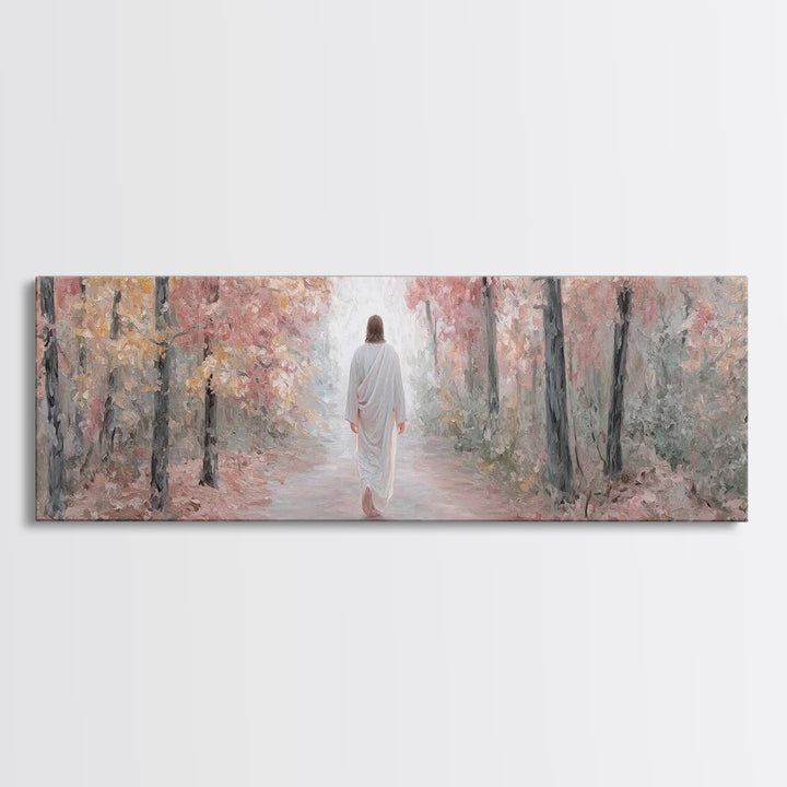 Radiant Grove Walk - Framed Canvas Print - Panoramic Wall Art - Christian Art Canvas - Christian Wall Art - Jesus Painting - Christian Deco