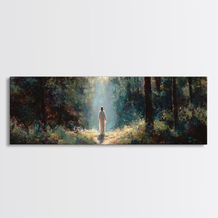 Light of the Forest | Framed Canvas Print | Panoramic Painting | Christian Wall Art | Christian Canvas | Jesus Painting | Christian Art Pri