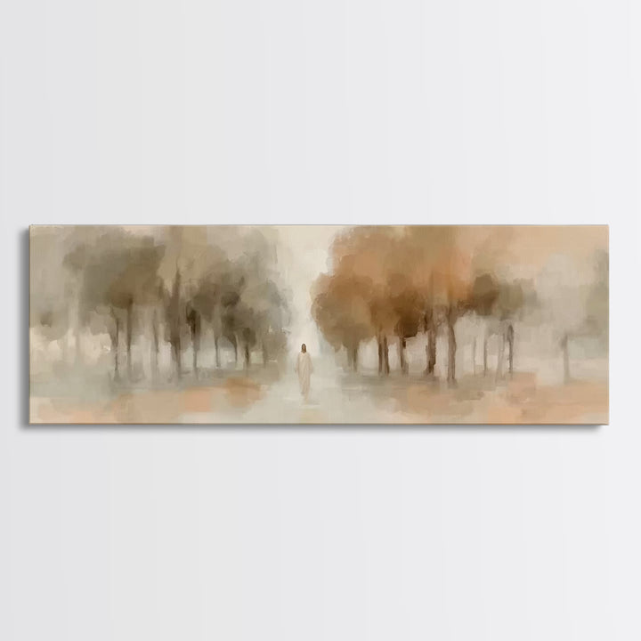 Autumn Grace Journey, Framed Canvas Print, Panoramic Frame, Christian Wall Art, Jesus Painting, Christian Art Canvas, Christian Gift Ideas