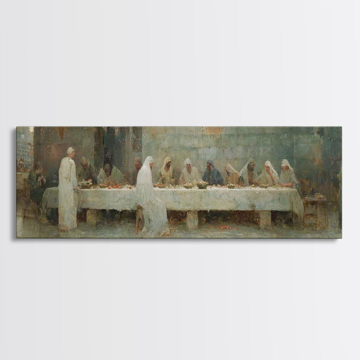 Humble Table Fellowship | Framed Canvas Print | Panoramic Art | Christian Art Canvas | Christian Wall Art | Christian Painting | Christian