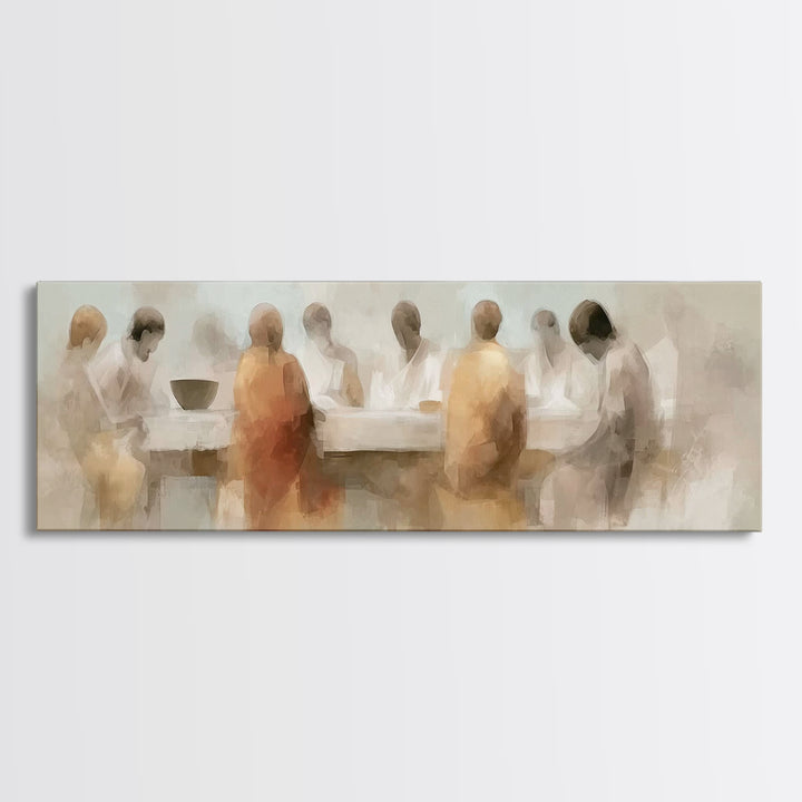 Quiet Supper Silhouettes | Framed Canvas Print | Panoramic Wall Art | Christian Art Canvas | Christian Painting | Christian Wall Art | Mood