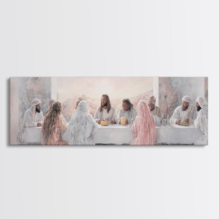 Table Of Eternal Grace, Framed Canvas Print, Panoramic Art, Christian Wall Art, Jesus Painting, Christian Art Canvas, Christian Christmas A