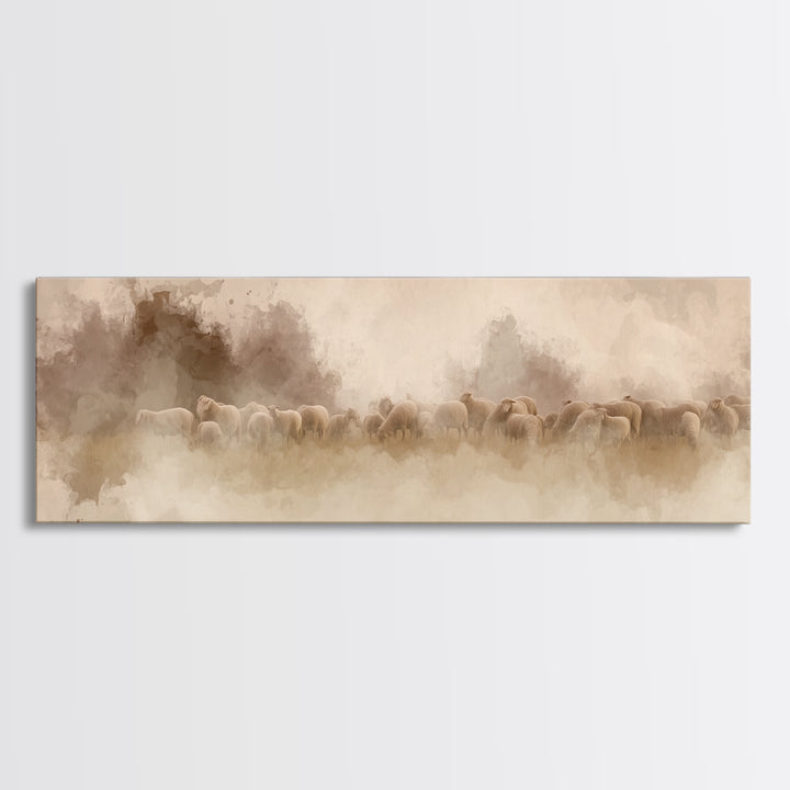 Field Of Mercy, Framed Canvas Print, Panoramic Painting, Christian Art, Christian Canvas Art, Christian Christmas Art, Unique Christian Art