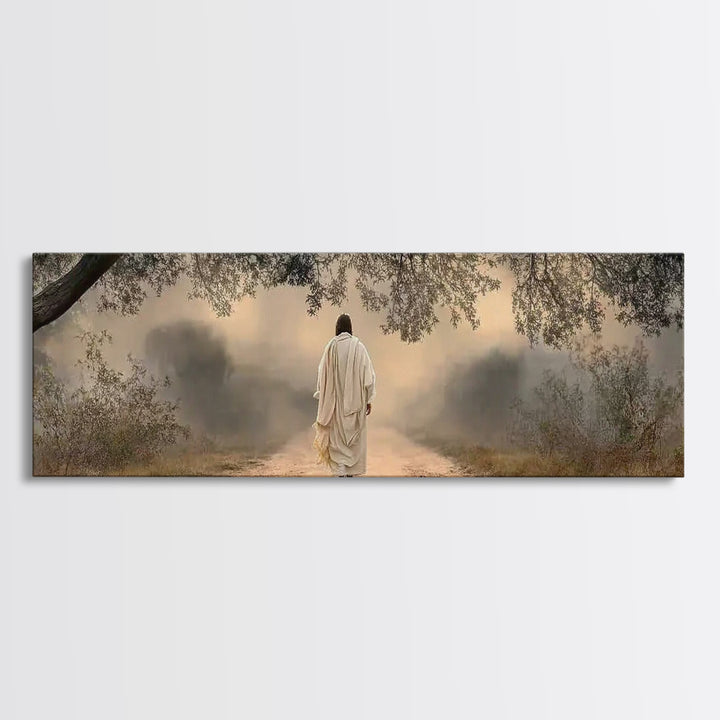 Walking In Grace, Framed Canvas Print, Panoramic Painting, Christian Wall Art, Jesus Canvas Art, Christian Art Print, Modern Christian Art