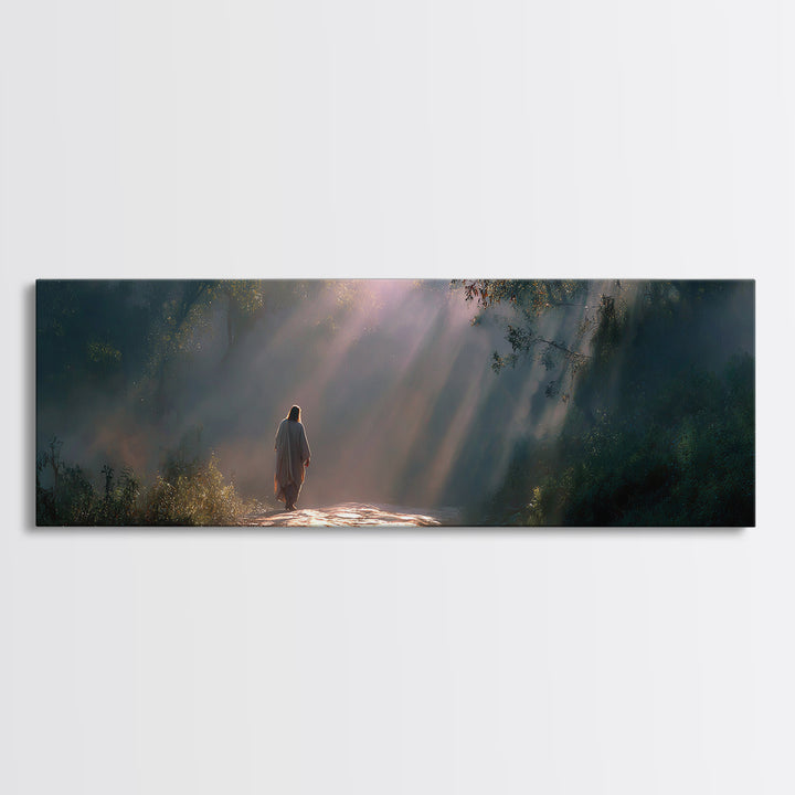 Path Of Light – Framed Canvas Print – Panoramic Art – Jesus Painting – Christian Wall Art – Moody Christian Art – Christian Art Canvas
