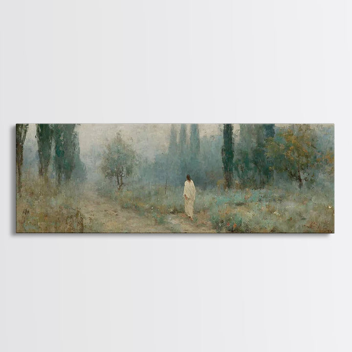 Morning Path Grace – Framed Canvas Print – Panoramic Print – Christian Art – Jesus Canvas Art – Christian Christmas Art – Christian Art Can