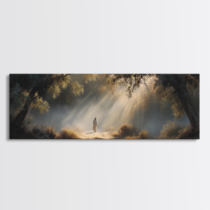 The Wandering Light – Framed Canvas Print – Christian Wall Art – Jesus Painting – Panoramic Art – Christian Christmas Art – Christian Decor