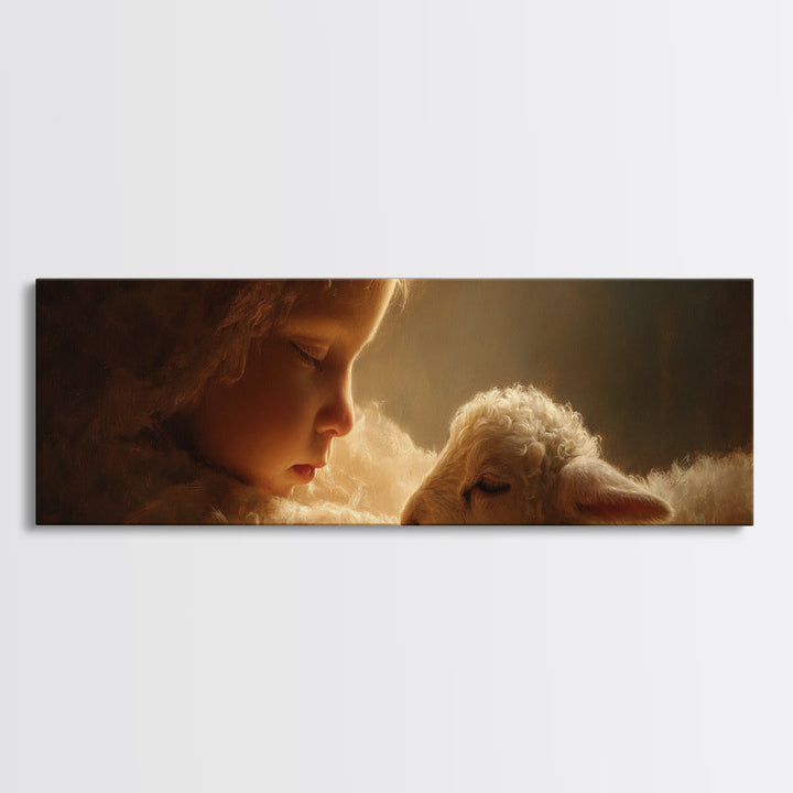 Soft Halo Rest, Framed Canvas Print, Christian Art Canvas, Panoramic Art, Christian Christmas Decor, Jesus Christmas Art, Christian Wall Ar