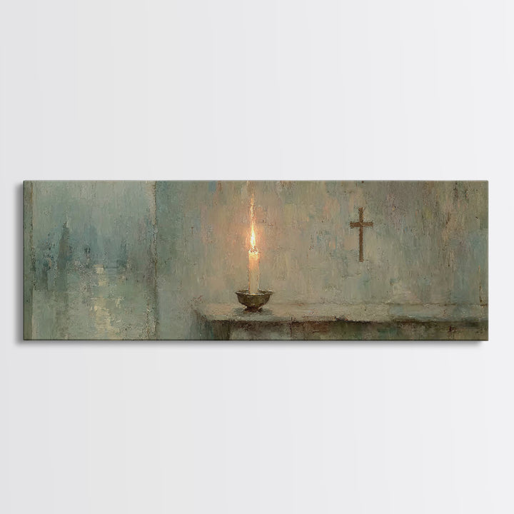Hushed Horizons, Framed Canvas Print, Panoramic Painting, Christian Wall Art, Jesus Painting, Christian Art Canvas