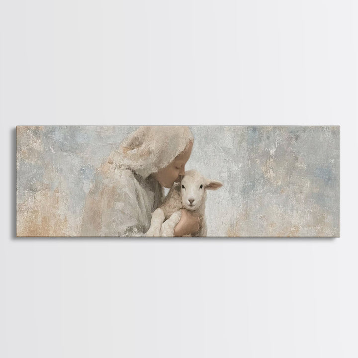 Mothering Grace – Framed Canvas Print – Christian Art – Panoramic Print – Christmas Art Work – Christian Christmas Decorations – Jesus Art