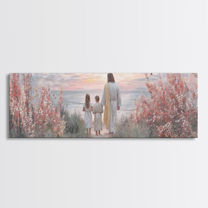 Blossoms Of Grace – Framed Canvas Print – Christian Wall Art – Jesus Painting – Panoramic Art – Christian Art Canvas – Christmas Art
