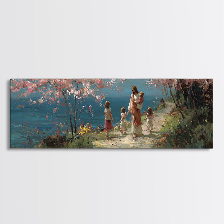 Path Of Hope | Framed Canvas Print | Christian Wall Art | Panoramic Painting | Jesus Art Print | Christian Art Canvas | Christmas Art