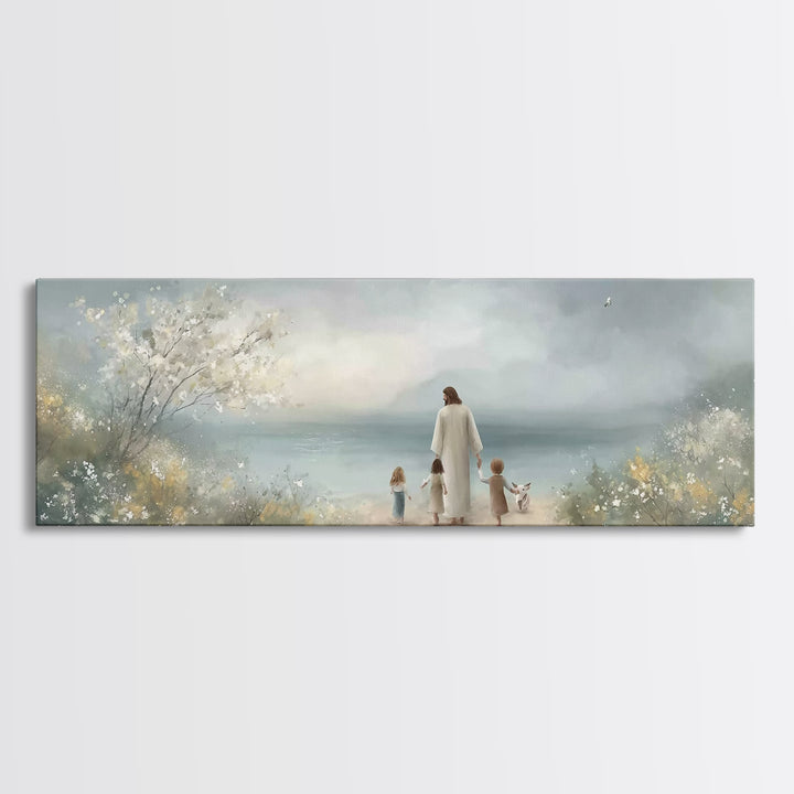Garden Of Calm – Framed Canvas Print – Christian Painting – Panoramic Wall Art – Jesus Canvas Art – Christian Decor – Christmas Art