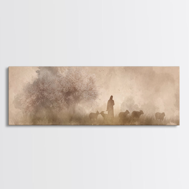 Orchard Of Peace – Framed Canvas Print – Christian Art Canvas – Panoramic Art – Jesus Wall Art – Christian Painting – Christmas Art
