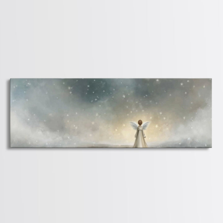 Field Of Gentle Mercy, Framed Canvas Print, Christian Art Canvas, Panoramic Wall Art, Jesus Painting, Christian Painting, Christmas Art