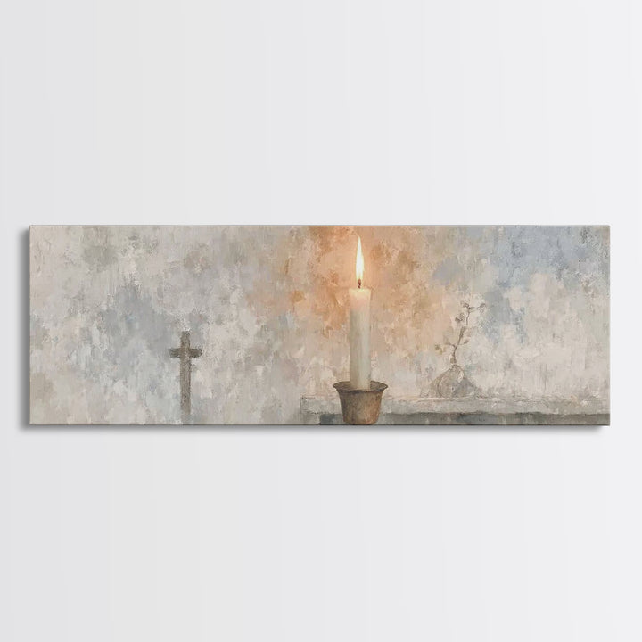 Candle Of Mercy – Framed Canvas Print – Christian Wall Art – Panoramic Art – Christian Art Canvas – Christian Christmas Art