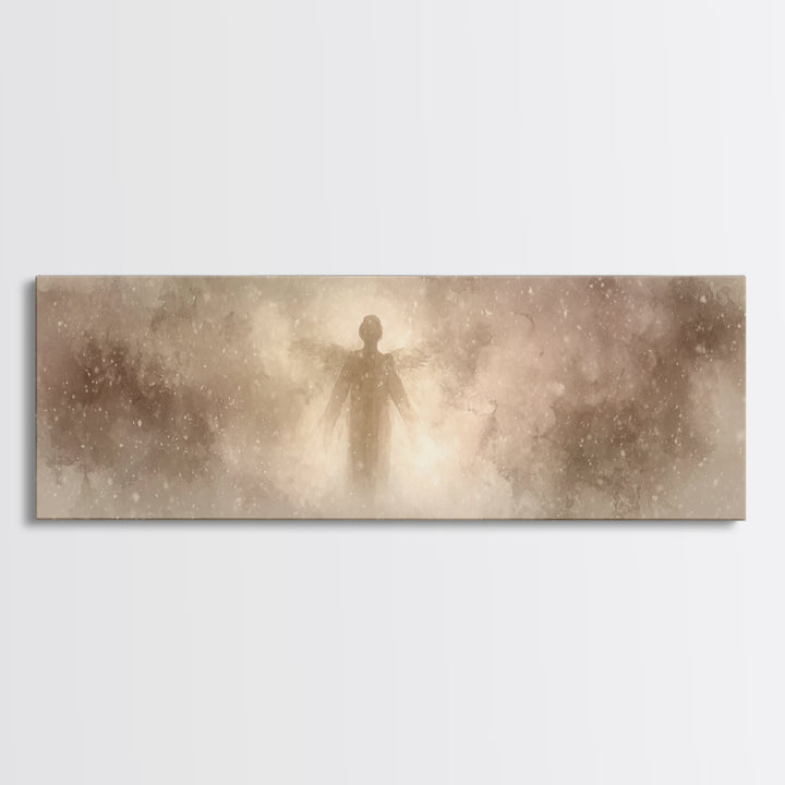 Angel Of Stillness | Framed Canvas Print | Panoramic Painting | Christian Wall Art | Christian Art Canvas | Christian Christmas Art | Moder