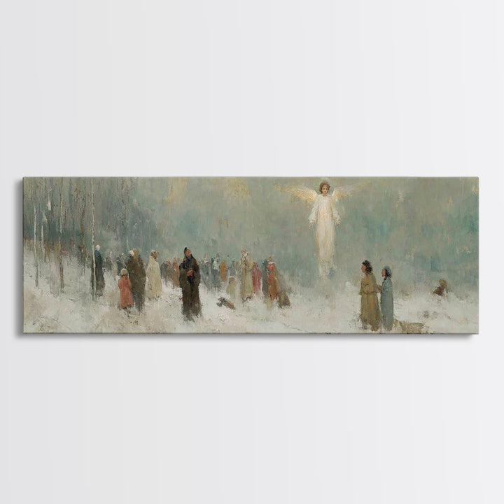 Heavenly Witness Light, Framed Canvas Print, Panoramic Wall Art, Christian Art Canvas, Christian Wall Art, Christmas Art, Christian Paintin