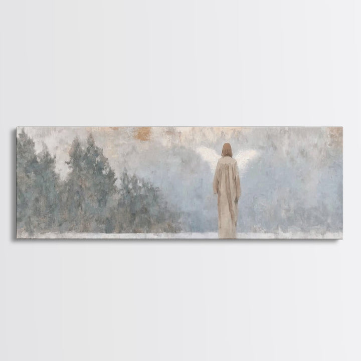 Silent Angel Watch – Framed Canvas Print – Panoramic Print – Christian Art – Minimalist Christian Art – Christian Art Canvas – Christmas Ar