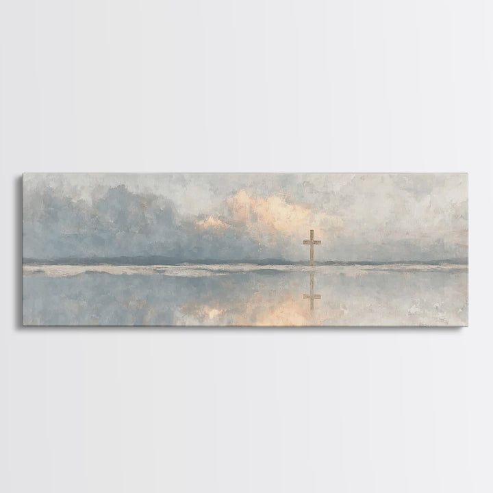 Reflections Of Hope – Framed Canvas Print – Panoramic Painting – Christian Wall Art – Christian Art Canvas – Christmas Art – Modern Christi