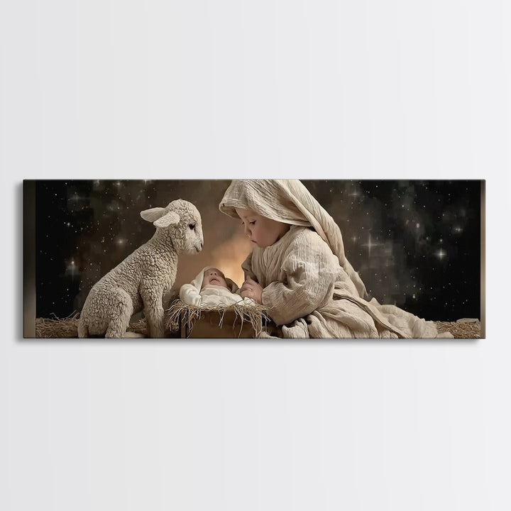 Bethlehem Dawn | Framed Canvas Print | Christian Art Canvas | Panoramic Wall Art | Christian Christmas Art | Jesus Painting | Christian Dec
