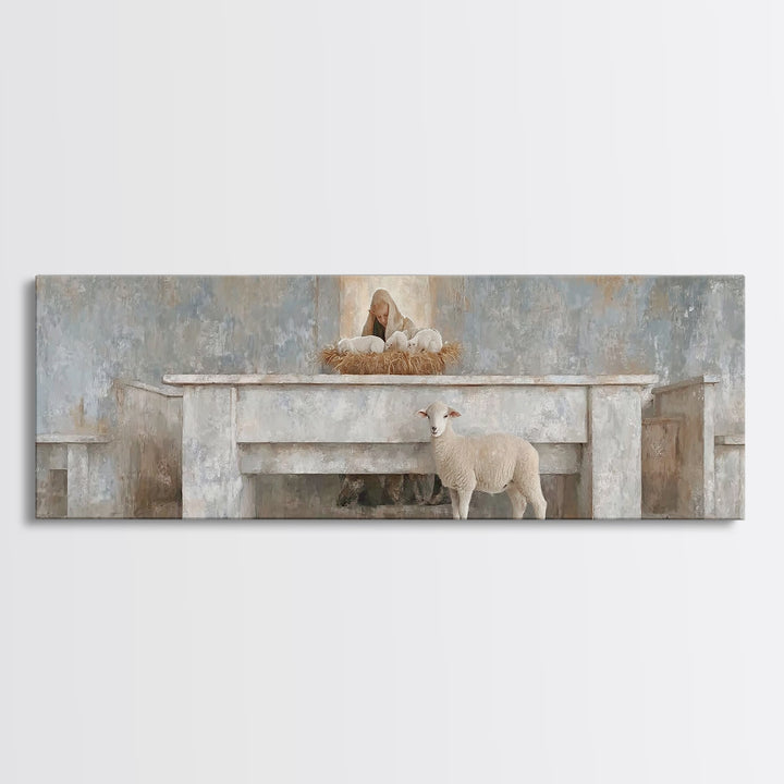 Holy Child Wonder, Framed Canvas Print, Christian Wall Art, Panoramic Painting, Christian Art Canvas, Christmas Art, Christian Christmas De