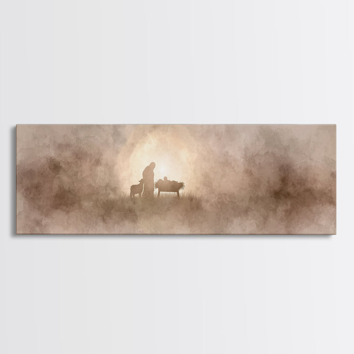 Humble Birth Star | Framed Canvas Print | Christian Art Canvas | Panoramic Painting | Christian Christmas Art | Christian Wall Art | Jesus
