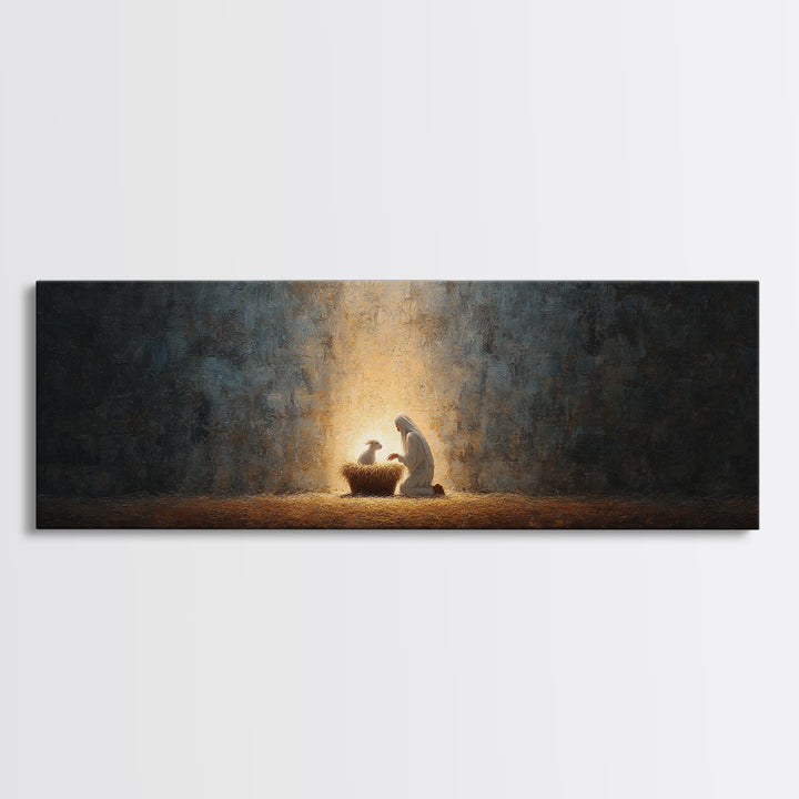 Divine Infant Peace, Framed Canvas Print, Christian Christmas Art, Panoramic Print, Christian Wall Art, Jesus Painting, Christian Art Canva
