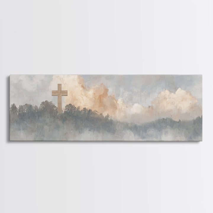 Clouds Of Grace, Framed Canvas Print, Christian Wall Art, Christian Art Canvas, Christian Painting, Christian Christmas Art, Panoramic Art