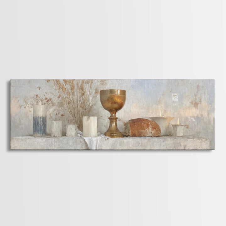 Sacred Communion | Framed Canvas Print | Christian Wall Art | Christian Art Canvas | Christian Painting | Christian Decor | Panoramic Art