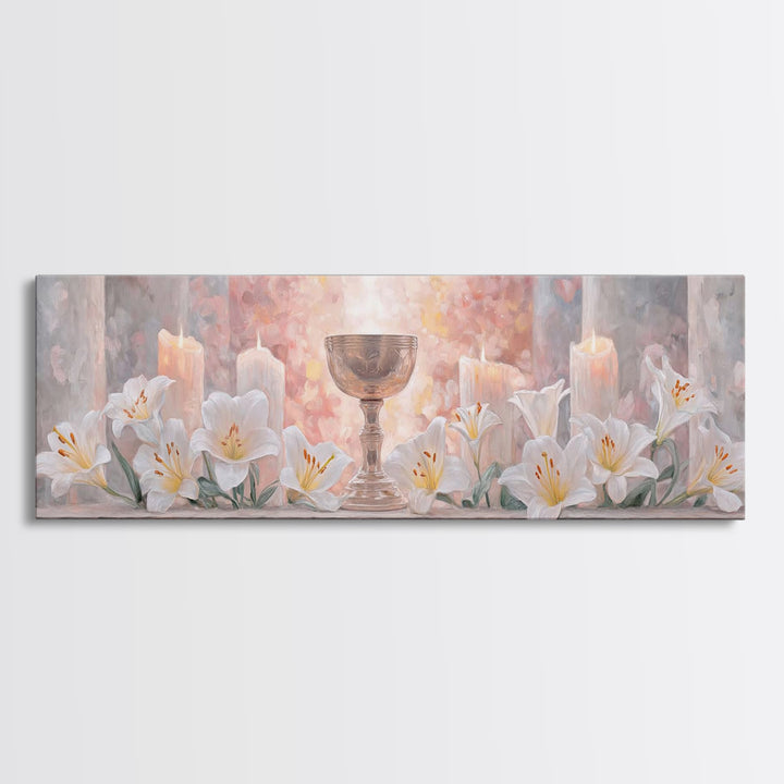 Heavenly Chalice Light – Framed Canvas Print – Christian Christmas Art – Christian Art Canvas – Panoramic Art – Christian Wall Art