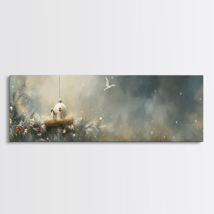 Bethlehem Evening Star, Framed Canvas Print, Christian Wall Art, Panoramic Art, Christian Christmas Art, Christmas Wall Art, Christian Gift
