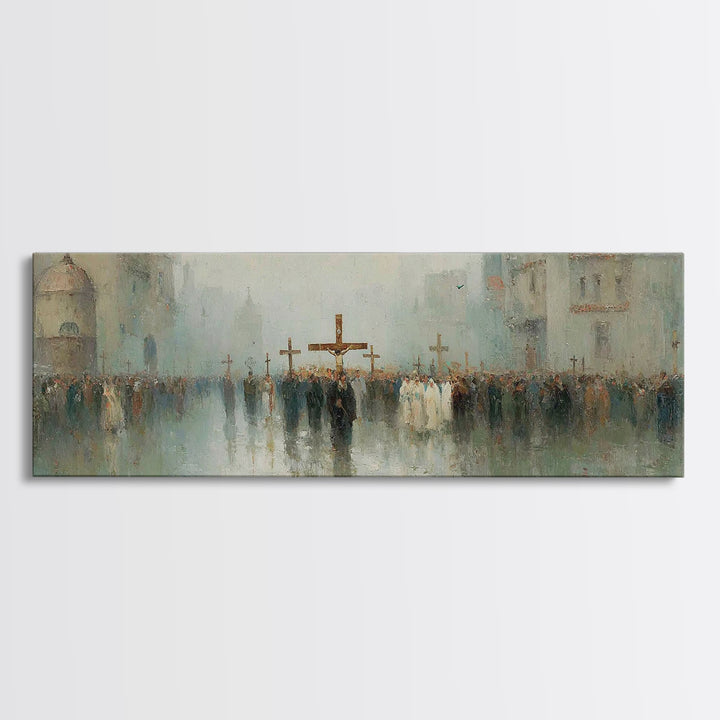 Holy Journey Night, Framed Canvas Print, Christian Christmas Art, Panoramic Wall Art, Jesus Christmas Art, Christmas Art Prints, Christian